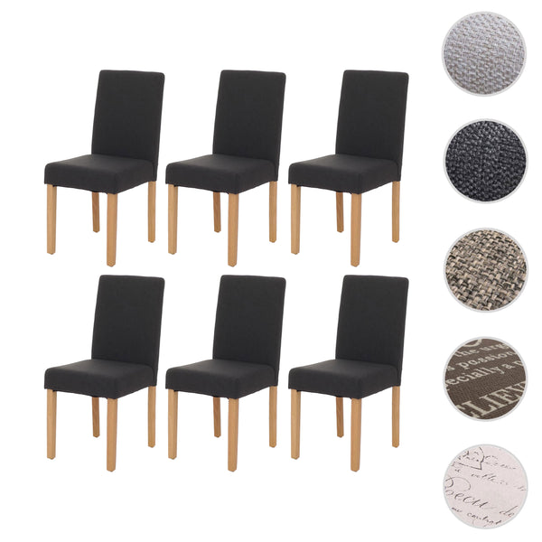 6er-Set Esszimmerstühle Textil mit hellen Beinen schwarz