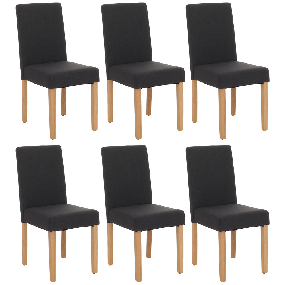 6er-Set Esszimmerstühle Textil mit hellen Beinen schwarz