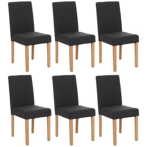 6er-Set Esszimmerstühle Textil mit hellen Beinen schwarz