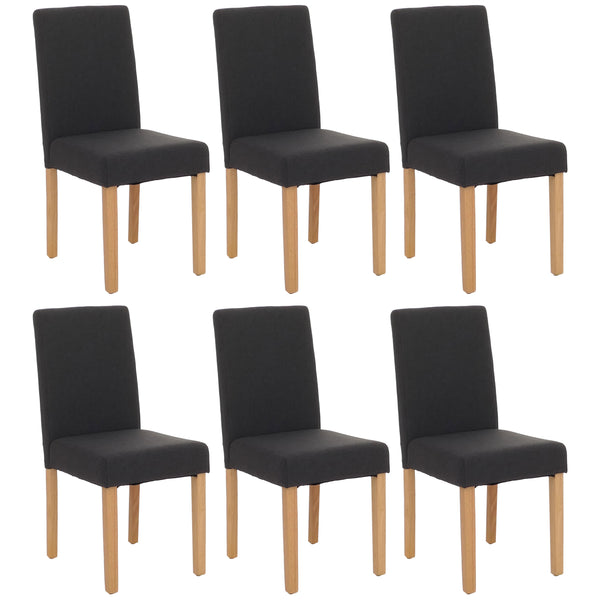 6er-Set Esszimmerstühle Textil mit hellen Beinen schwarz