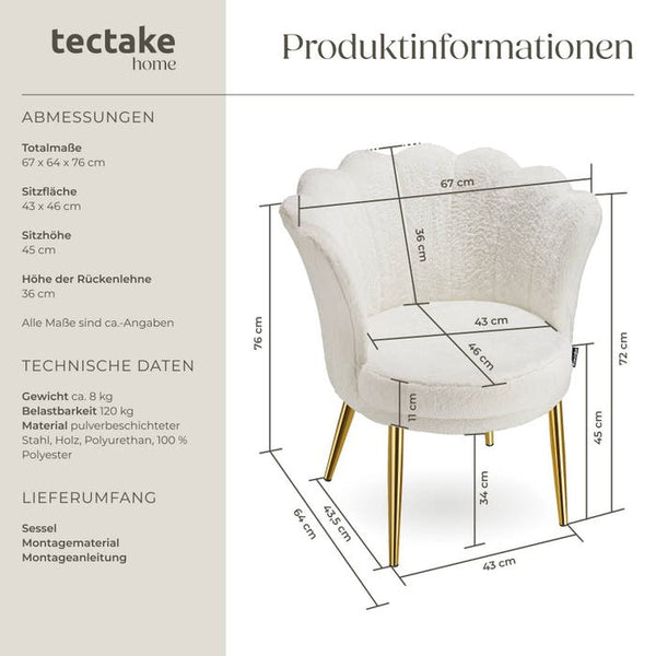 Sessel Stella Kunstfell creme/gold