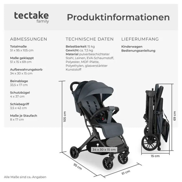 Buggy Kinderwagen Finn klappbar mit 5-Punkt-Gurt anthrazit