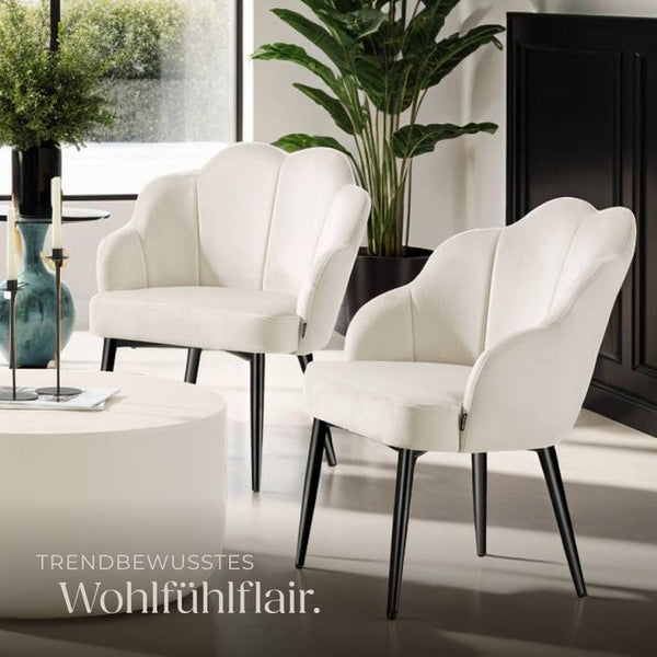 Cocktailsessel Hellen creme/schwarz 2er Set