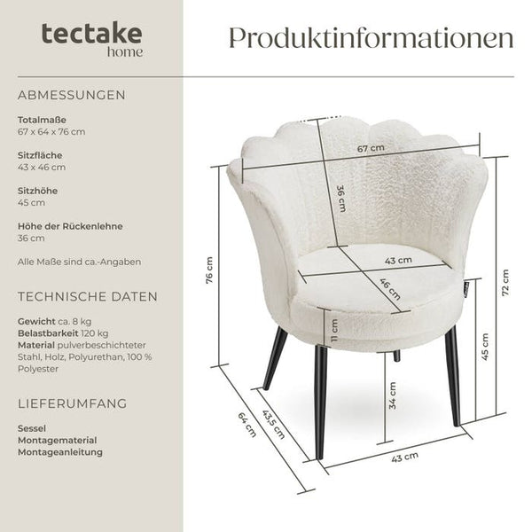 Sessel Stella Kunstfell creme/schwarz