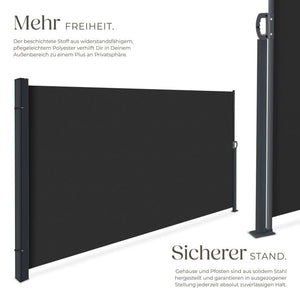 Seitenmarkise schwarz 300 x 160 cm