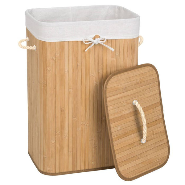 Wäschekorb mit Wäschesack eckig beige 72 L