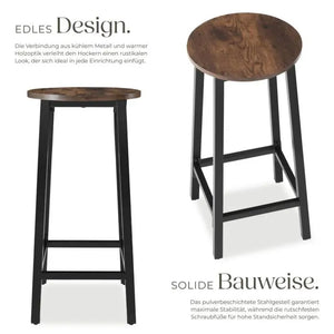 Barhocker Corby 2er Set Industrial Holz dunkel, rustikal