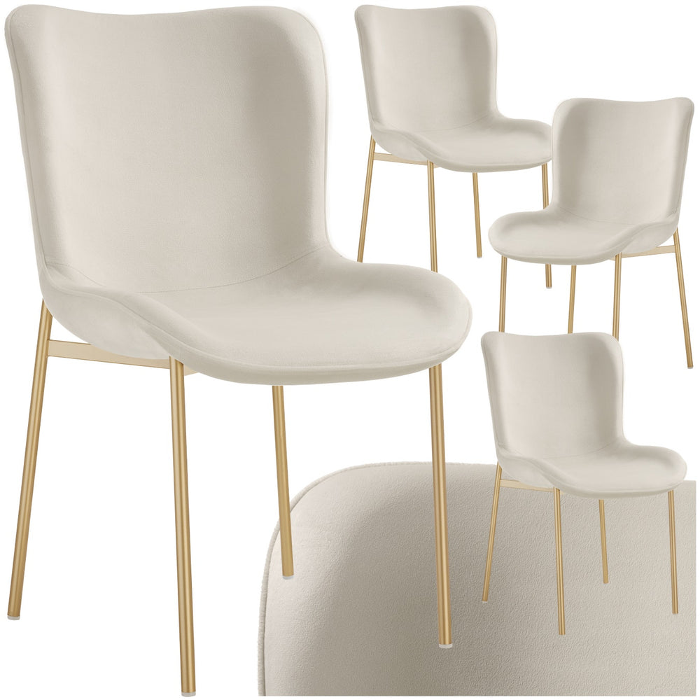 Ensemble de 4 fauteuils rembourrés Tessa en velours beige/doré