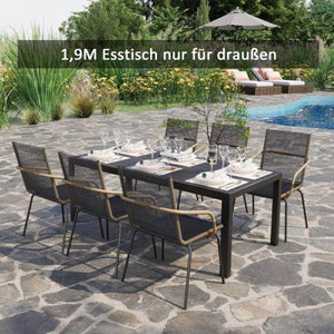 Gartentisch Aluminium Terrasse Holz-Kunststoff Polyholz schwarz