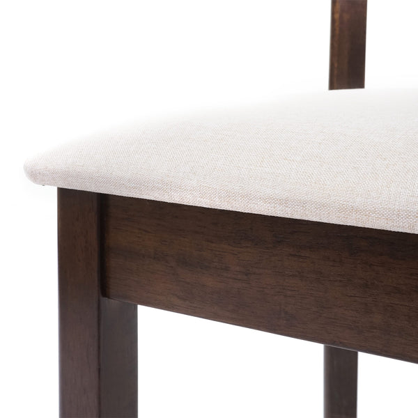 6x Esszimmerstuhl, Küchenstuhl, Stoff/Textil Massiv-Holz dunkles Gestell beige