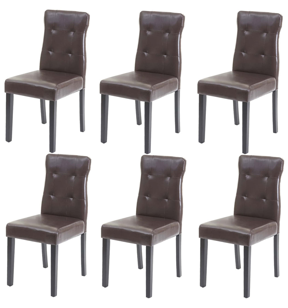 6x Esszimmerstuhl Kunstleder braun dunkle Beine