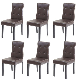 6x Esszimmerstuhl Kunstleder braun dunkle Beine