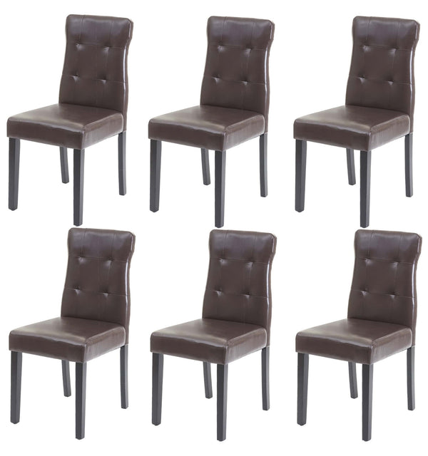 6x Esszimmerstuhl Kunstleder braun dunkle Beine