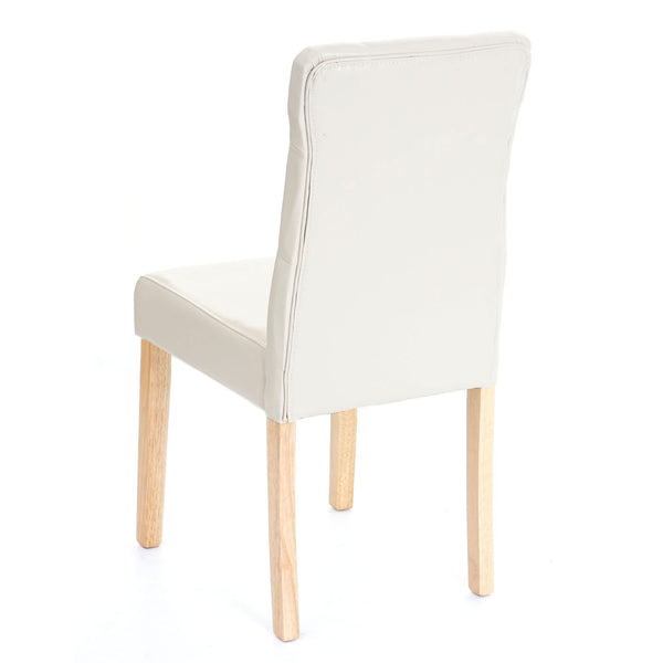 6x Esszimmerstuhl ~ Kunstleder creme helle Beine
