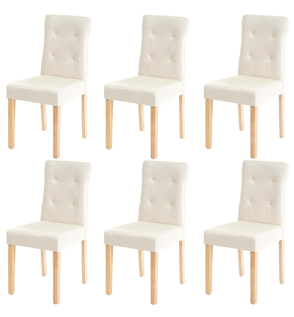 6x Esszimmerstuhl ~ Kunstleder creme helle Beine