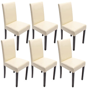 6x Esszimmerstuhl Littau Leder ~ creme dunkle Beine