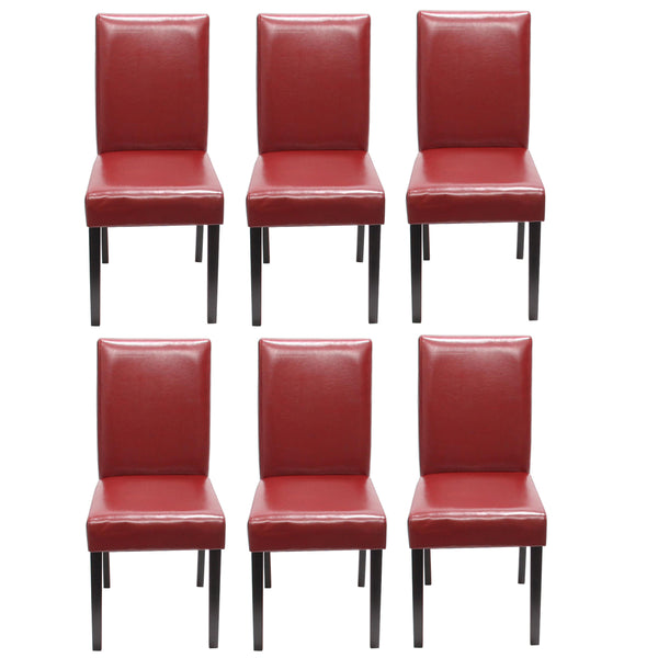 6x Esszimmerstuhl Littau Leder ~ rot dunkle Beine