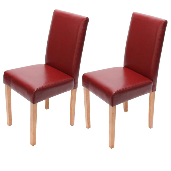 6x Esszimmerstuhl Littau Leder ~ rot helle Beine