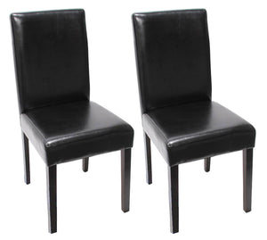 6x Esszimmerstuhl Littau Leder ~ schwarz dunkle Beine