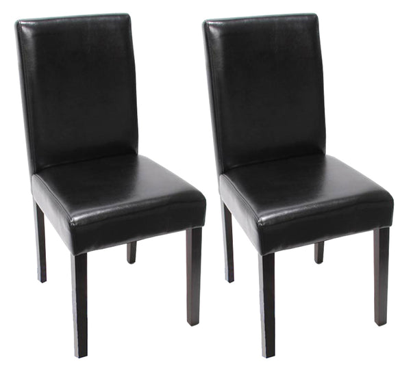 6x Esszimmerstuhl Littau Leder ~ schwarz dunkle Beine
