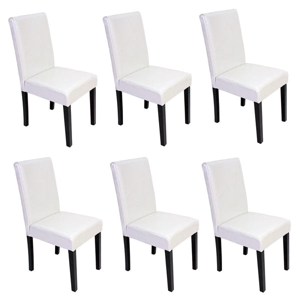 6x Esszimmerstuhl Littau Leder ~ weiss dunkle Beine