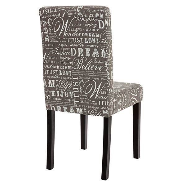 6x Esszimmerstuhl Littau Textil mit Schriftzug grau