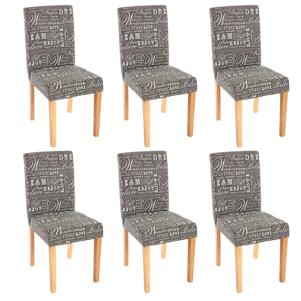 6x Esszimmerstuhl Littau ~ Textil mit Schriftzug
