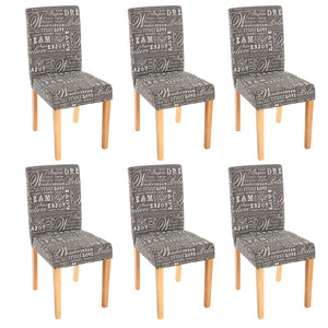 6x Esszimmerstuhl Littau ~ Textil mit Schriftzug