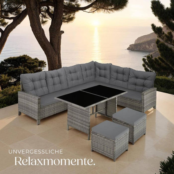 Rattan Lounge Barletta grau-meliert/grau