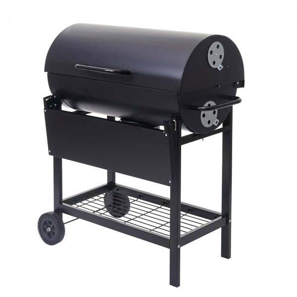 Grillwagen Holzkohlegrill Standgrill Gartengrill mit Deckel Ablage, Stahl 103x93x70cm schwarz