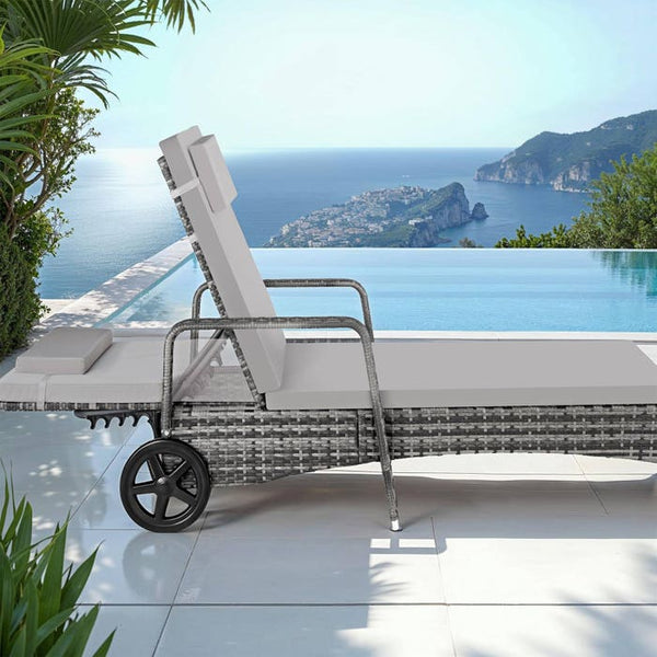 Rattan Sonnenliege grau/hellgrau