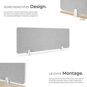 Schreibtisch Trennwand Noisy grau 160 x 40 cm