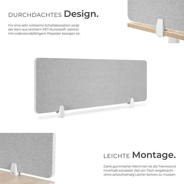 Schreibtisch Trennwand Noisy grau 160 x 40 cm