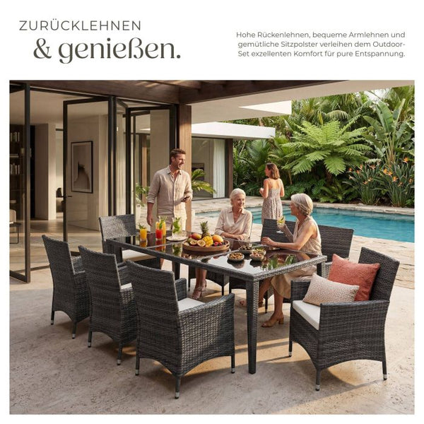 Aluminium Rattan Sitzgruppe Menorca grau