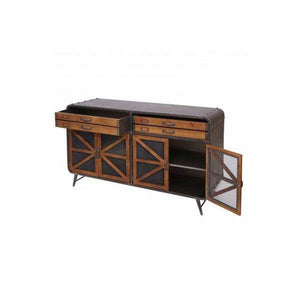 Sideboard Kommode Highboard, Industrial Tanne Holz Metall, braun-schwarz
