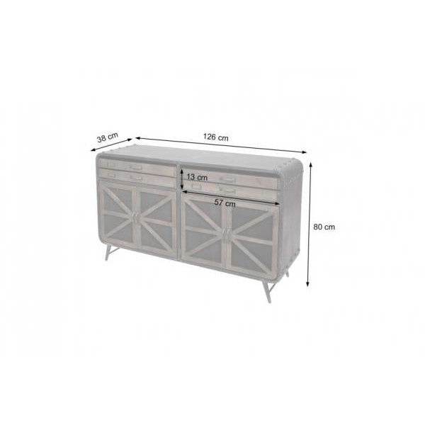 Sideboard Kommode Highboard, Industrial Tanne Holz Metall, braun-schwarz