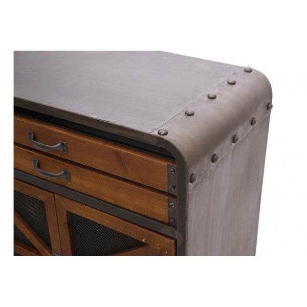 Sideboard Kommode Highboard, Industrial Tanne Holz Metall, braun-schwarz