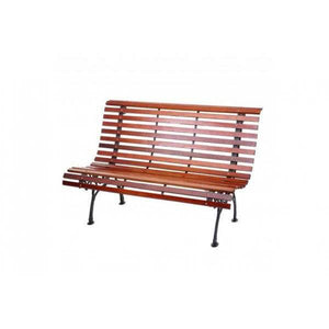 Gartenbank HWC-F97, Sitzbank Parkbank Holzbank, 2-Sitzer Gusseisen Holz 122cm 22kg ~ braun