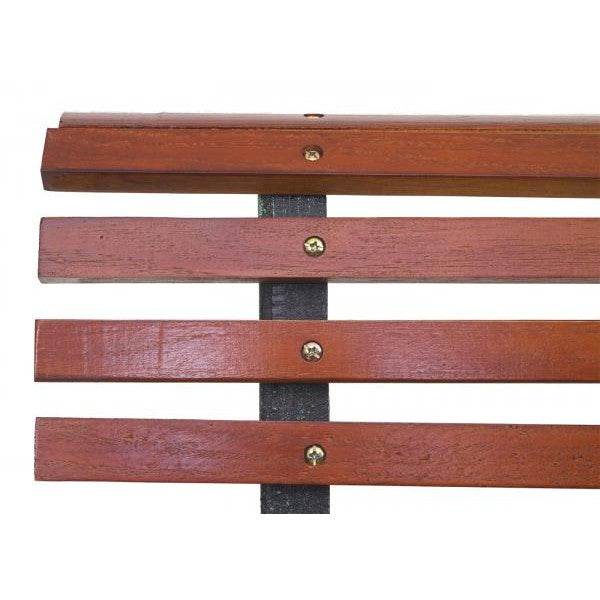 Gartenbank HWC-F97, Sitzbank Parkbank Holzbank, 2-Sitzer Gusseisen Holz 122cm 22kg ~ braun