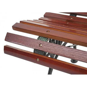 Gartenbank HWC-F97, Sitzbank Parkbank Holzbank, 2-Sitzer Gusseisen Holz 122cm 22kg ~ braun
