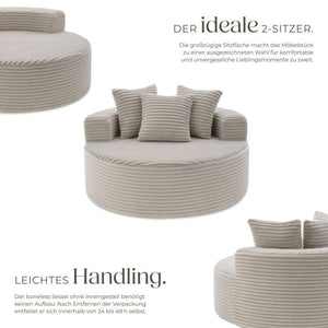 Relaxsessel Love Boneless Premiumschaumstoff Samtcord beige