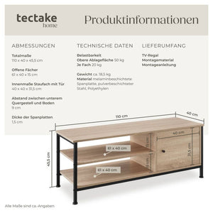 TV-Regal Durban Industrial Holz hell, Eiche Sonoma
