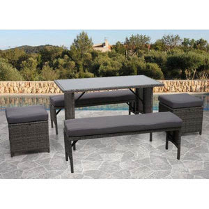 Poly-Rattan Esstisch HWC-G16, Esszimmertisch Gartentisch Tisch, Gastronomie 112x60cm ~ schwarz