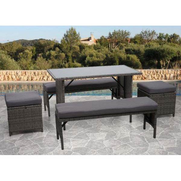 Poly-Rattan Esstisch HWC-G16, Esszimmertisch Gartentisch Tisch, Gastronomie 112x60cm ~ schwarz