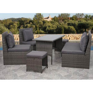 Poly-Rattan Esstisch HWC-G16, Esszimmertisch Gartentisch Tisch, Gastronomie 112x60cm ~ schwarz