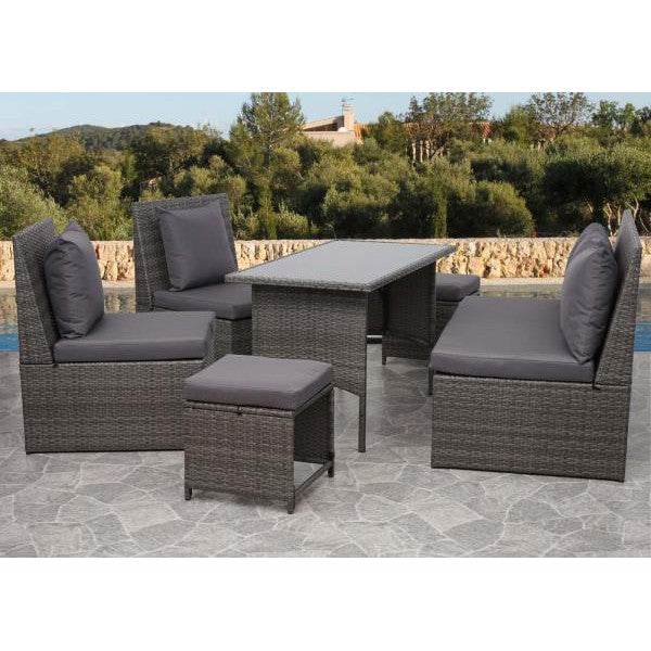 Poly-Rattan Esstisch HWC-G16, Esszimmertisch Gartentisch Tisch, Gastronomie 112x60cm ~ schwarz