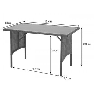 Poly-Rattan Esstisch HWC-G16, Esszimmertisch Gartentisch Tisch, Gastronomie 112x60cm ~ schwarz