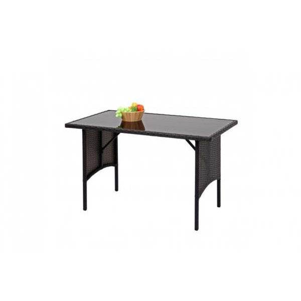 Poly-Rattan Esstisch HWC-G16, Esszimmertisch Gartentisch Tisch, Gastronomie 112x60cm ~ schwarz