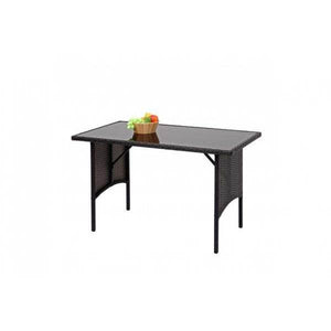 Poly-Rattan Esstisch HWC-G16, Esszimmertisch Gartentisch Tisch, Gastronomie 112x60cm ~ schwarz