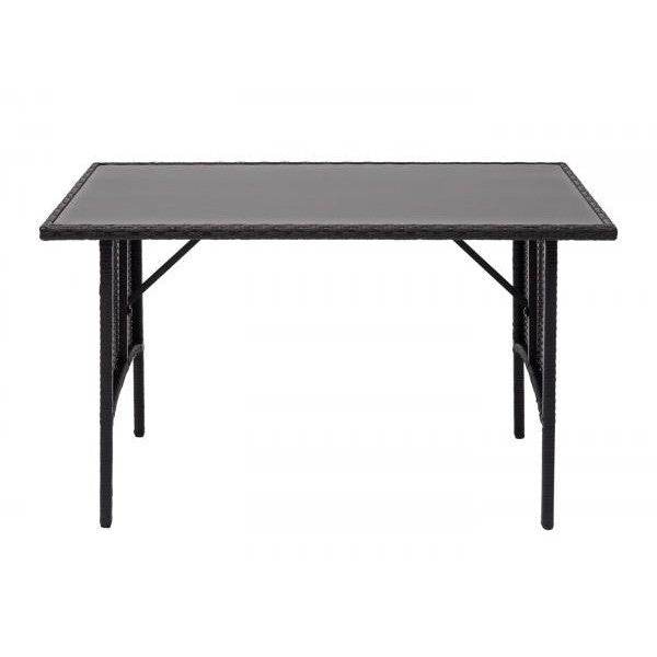Poly-Rattan Esstisch HWC-G16, Esszimmertisch Gartentisch Tisch, Gastronomie 112x60cm ~ schwarz